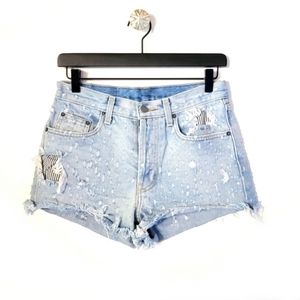 CARMAR button fly distressed cut off jean shorts Size 27